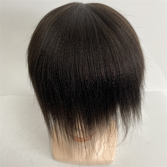 Remplacement brésilien de cheveux humains vierges # 1b Racine de couleur noire naturelle Yaki Full Swiss Lace Toupee pour hommes noirs