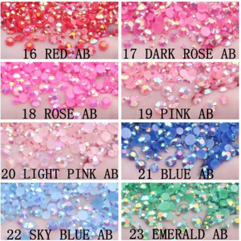 Hars Rhinestones 500/Roze AB 2-6 mm Ronde Flatback Non Hot Fix Diamonds Appliques voor Craft Fabric trouwjurken