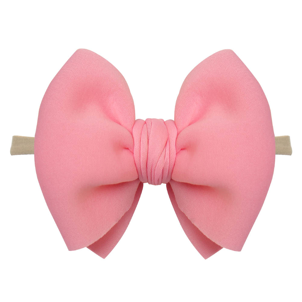 Solid Puff Big Bow Headband Air Layer Elastic Nylon Hair Bands Toddler Baby Boy Girl Headwraps Fashion Kids Accessories