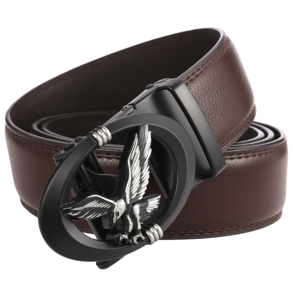 New Fashion Designer business Men belt Automatic buckle Genuine leather belt classical Black and brown color belts 110cm-130cm male strap