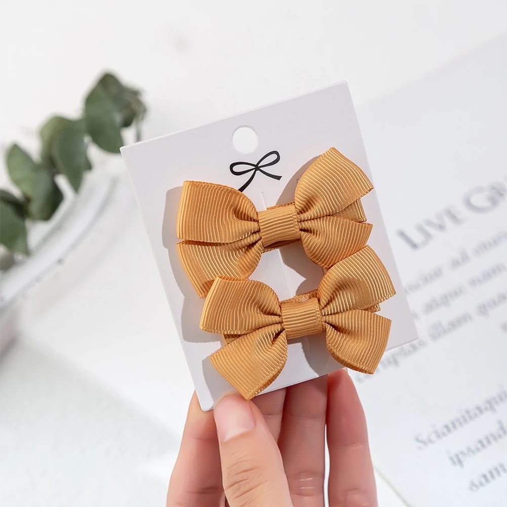 Candy Color Ribbon Hair Bows Clips Mabd Girls 5,5 см ткань покрыта тканью, защитные шпильки корейские крошечные аксессуары для волос