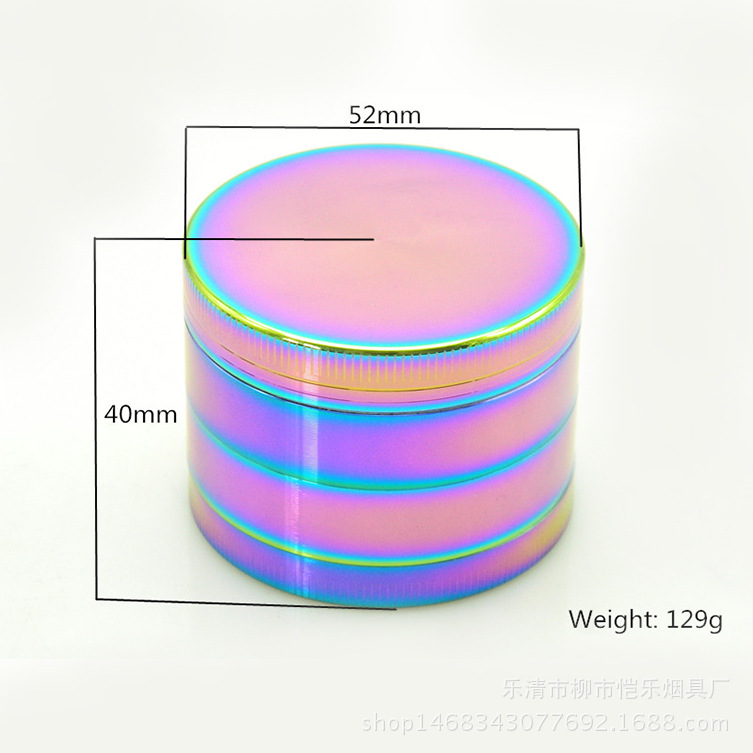 Smoking pipe Four layer 52mm flat vertical pattern colorful zinc alloy smoke grinder