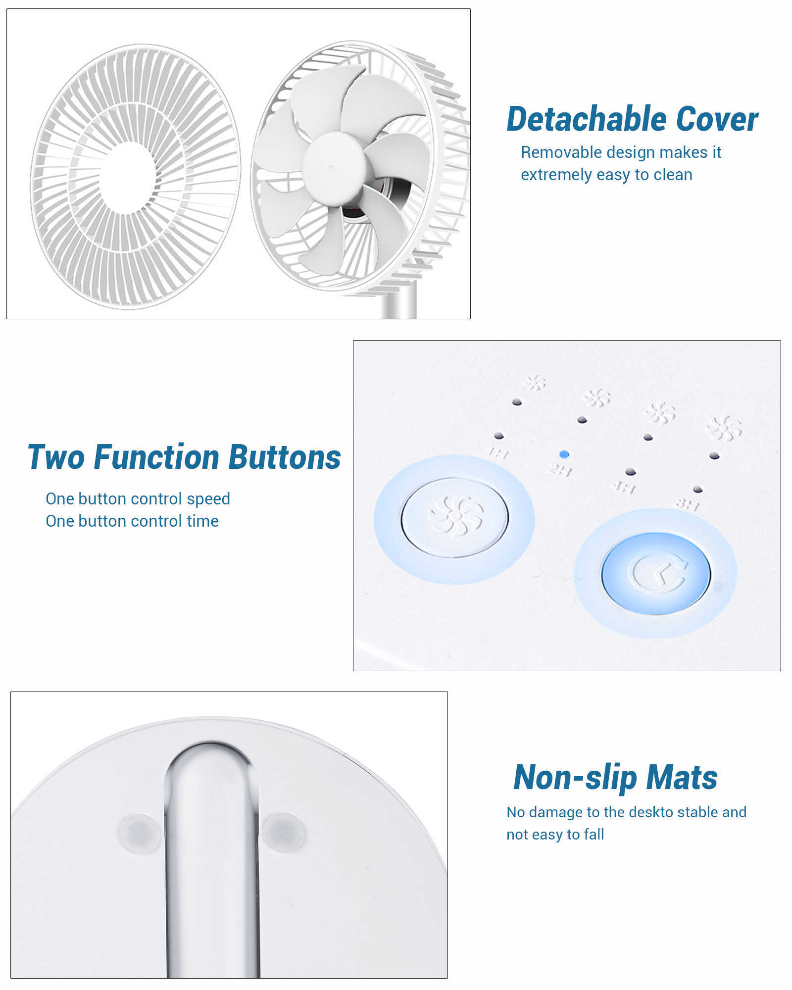 Neuer Tischventilator, faltbarer Ventilator mit 4 Geschwindigkeiten, Timing, 3600 mAh, batteriebetrieben, SB-Mini-Ventilator für Schlafzimmer, Boden oder Outdoor, Sommer-Tischventilator