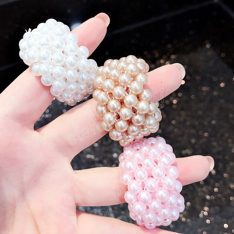 Women's Pearl Beads Hair Ring Fashion Elastic Hair Bands Scrunchies Ponytail Holder Rubber Band Hair Accessories For Girls
