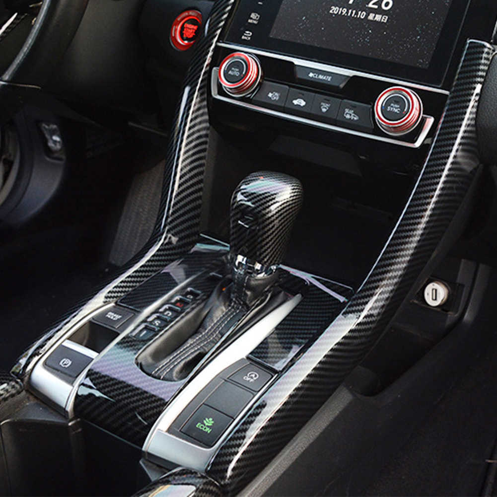 Nuovo pannello di cambio auto in fibra di carbonio Trim pannello del cambio centrale Armest Box Decor Cover Honda Civic 10th 2016-2020 Accessori auto