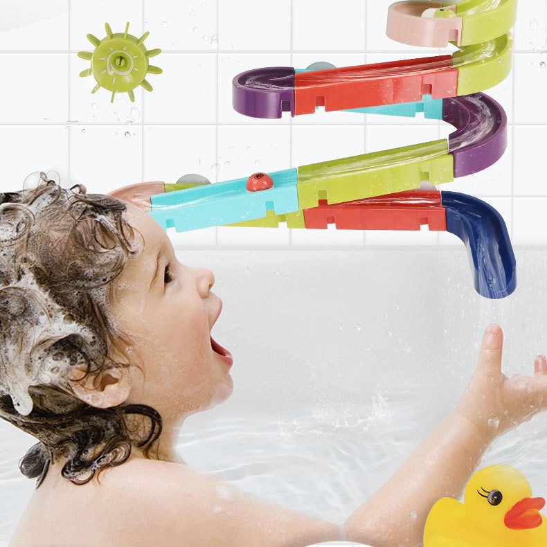 Bébé bain jouets mur ventouse marbre course course piste bâton au mur salle de bain baignoire enfants jouer jeux d'eau jouet ensemble pour enfants