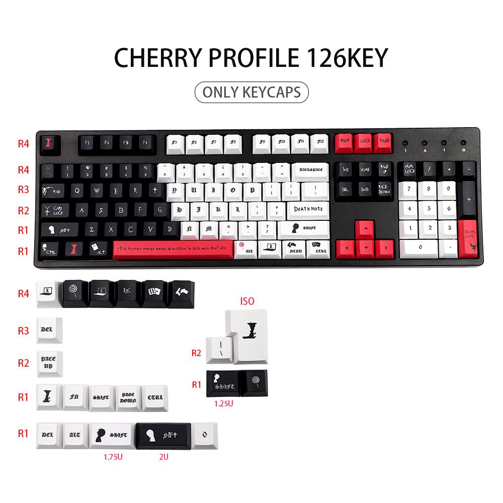 Accessoires GMKKEY Death Note Keycap Cherry Profil Dye Subb Keycaps personnalisés pour le clavier mécanique GK61 64 68 96 108 Clé ISO Layout