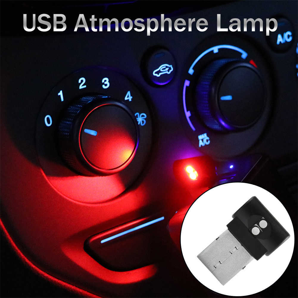 Nya 7 färger Ändra Mini USB -bil Ljus Knapp Kontroll LED Modellering Lätt bil Ambient Light Interior Light Car Interiör USB -gränssnitt