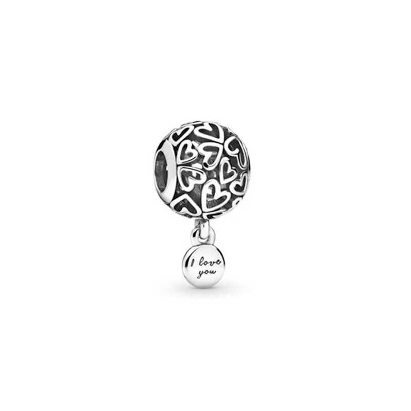 925 Pounds Silver New Fashion Charm Original Round Beads,Black Heart Cross Fixed Deduction Hanging String, Compatible Pandora Bracelet, Beads