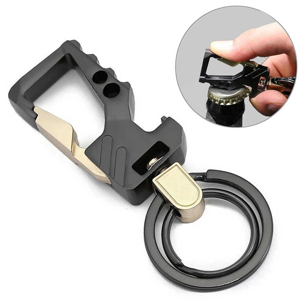 New Metal Car Key Double Ring Key Holders Multi Function Key Organizer Car Key Chain Business Gifts Car Gadget Bottle Opener Keyring