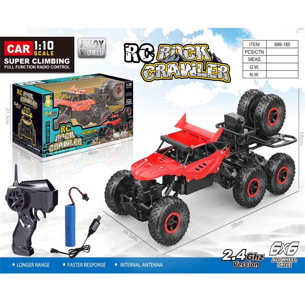 Stor storlek 1:10 RC CAR 6WD 2,4 GHz Fjärrkontroll Rock Crawler Off Road Fordon High Speed ​​Monster Truck Kids Toys