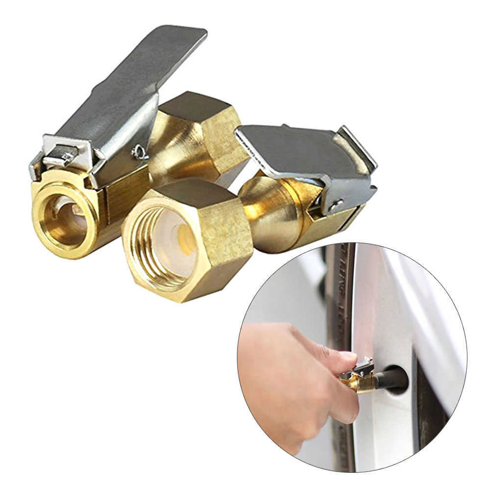 New Brass Tire inflator Locking on Air Chuck Air Compressor Pump Adapter with clip Connector Car Accessories