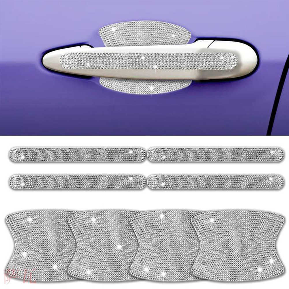 Nya universella 8stbildörrhandtag Klistermärke Protector Kit Shiny Diamond Scratch Resistent Decal Car Accessories for Women Girls