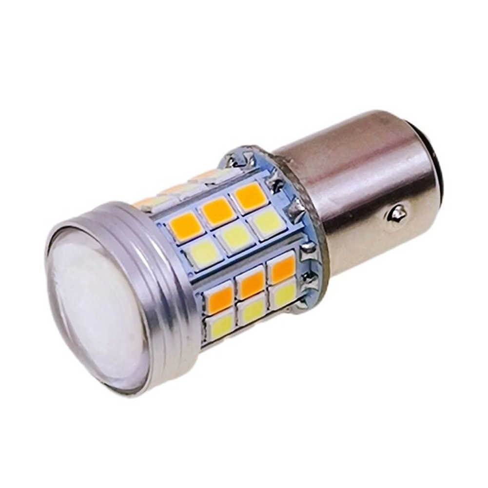 Nowy podwójny kolor T20 LED 7443 W21/5W żarówka 1157 BAY15D P21/5W Led T25 3157 P27/7W samochód DRL lampka kierunkowskazu światła samochodowe przełącznik żarówki