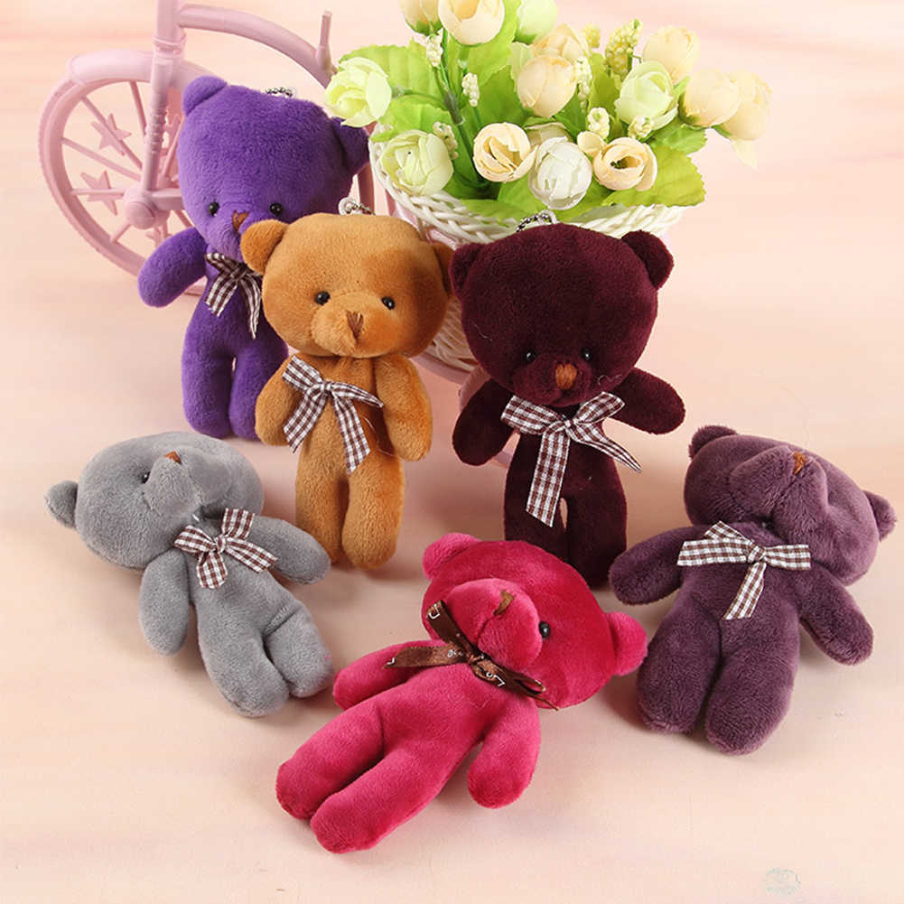 Nouveau mignon décor de voiture Mini peluche ours jouet 12 cm joint ours pendentif PP coton doux poupée jouets Anime voiture accessoires intérieur pour les filles