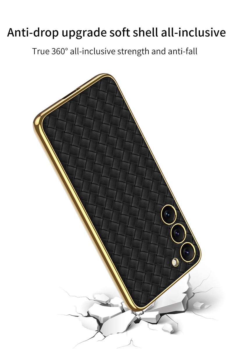Luksusowy pleciony wzór skórzany Vogue Case do Samsung Galaxy S23 Ultra Trwałość Ultra cienkie poszycie Pełne ochronne miękkie zderzak Solid Tarte Business Back