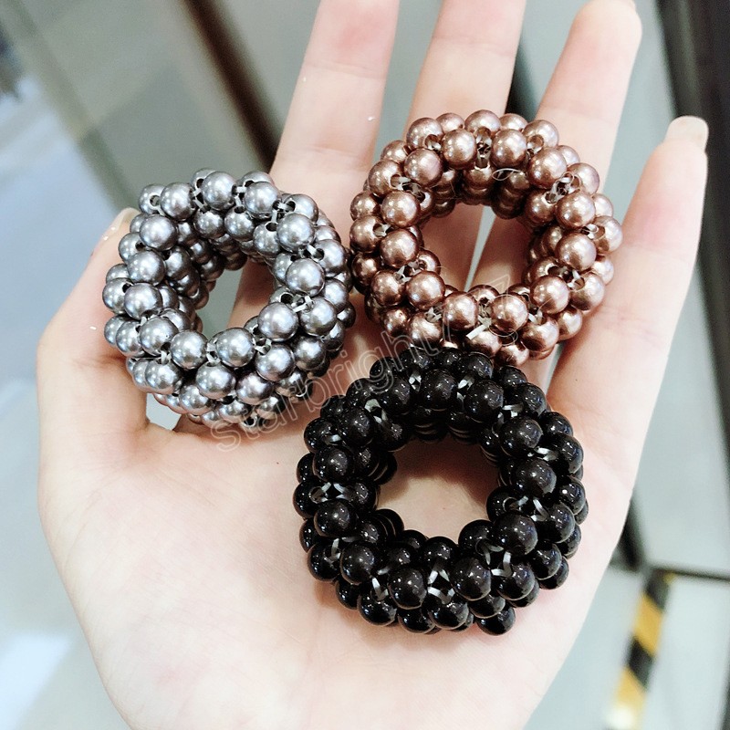 Women's Pearl Beads Hair Ring Fashion Elastic Hair Bands Scrunchies Ponytail Holder Rubber Band Hair Accessories For Girls