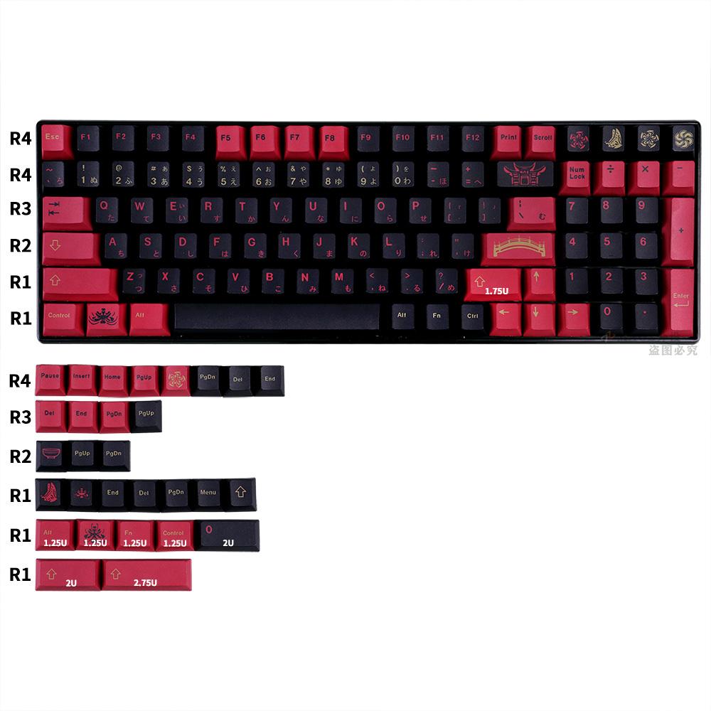 Accessories 129 Keys Personality Keycaps Cherry Profile DYESUB PBT Keycap for MX Switch Mechanical Keyboard Black and Red Series Key Caps