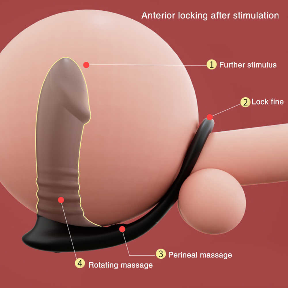 Prostate Massage Sigle Ring Anal Plug Vibrator Delay Male Masturbator Adult Sex Toys for Men