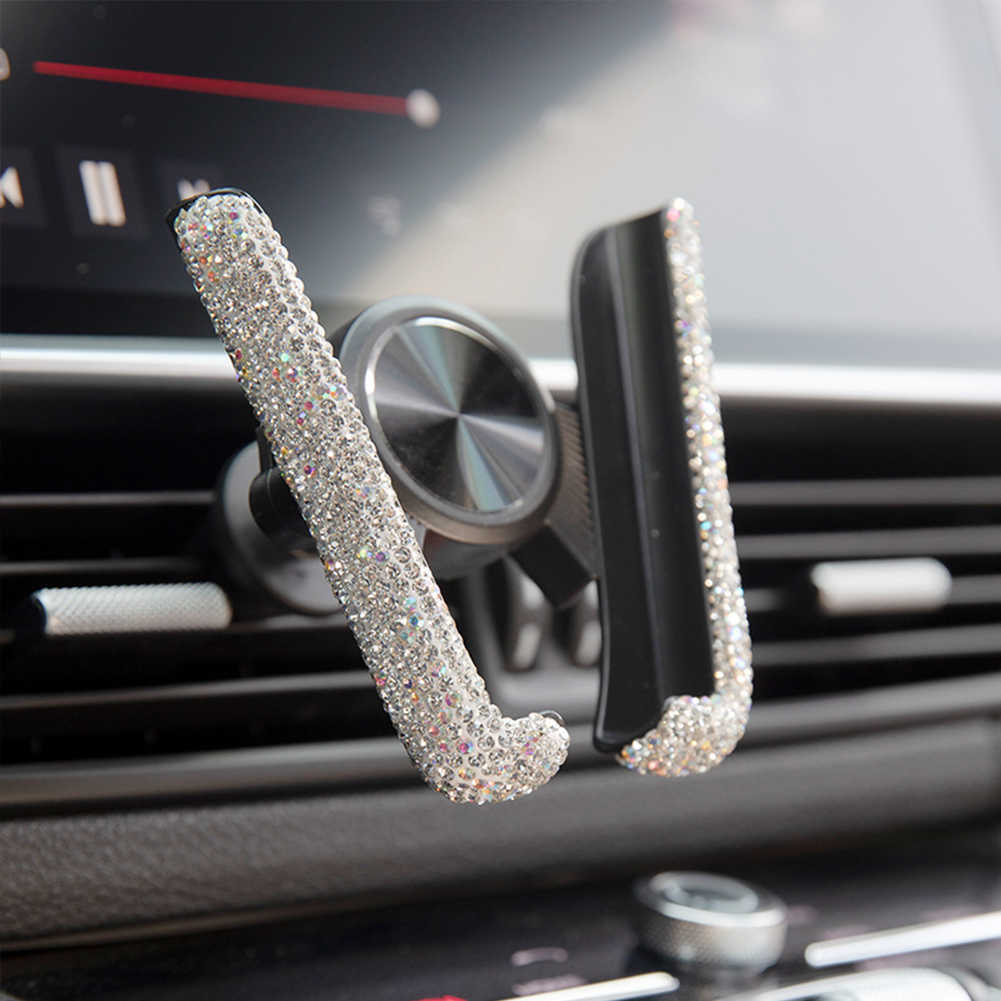 Новый держатель автомобильного телефона Women Diamond Crystal Car Air Вентиляционное вентиляционное отверстие держатель мобильный телефон держатель мобильного телефона в автомобильном кронштейне интерьеры аксессуары