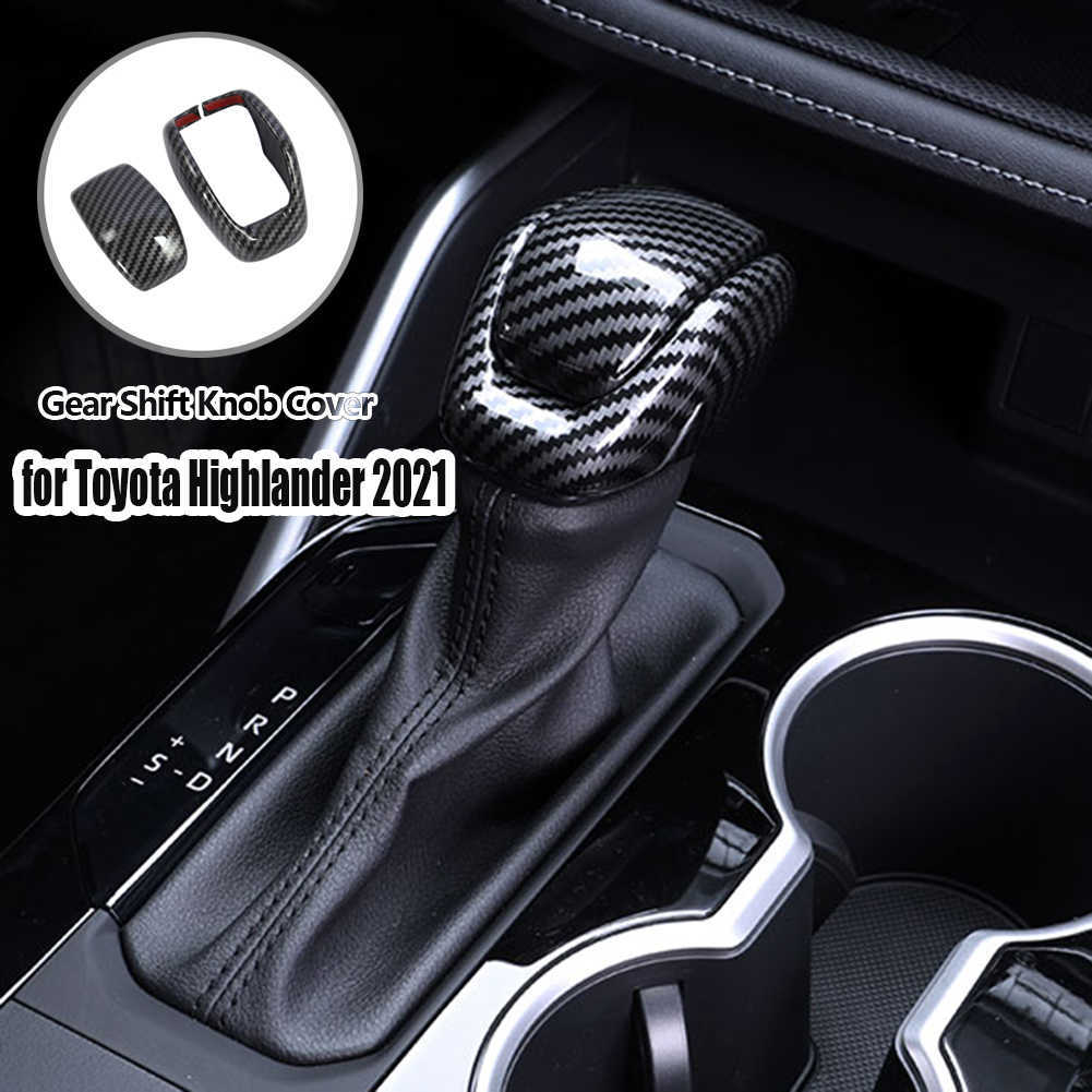 NYA 2sts kolfiberbilsutrustning Skift Knob Cover Sticker Head Trim Auto Interior Decoration Decal för Toyota RAV4 2019 2020 2021