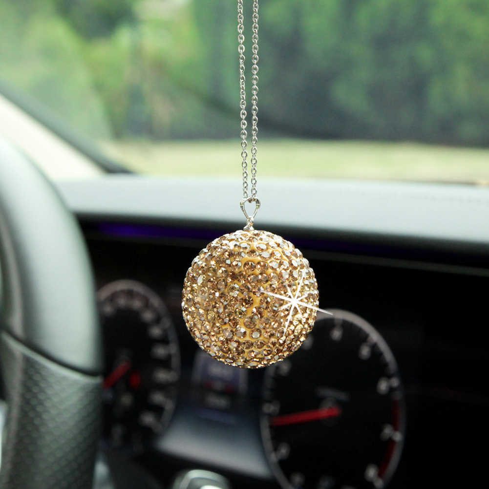 Yeni araba kristal top otomatik dikiz aynası kolye bling rhinestone topu arka görünüm için asma süsleme arabası interiyot dekorasyon