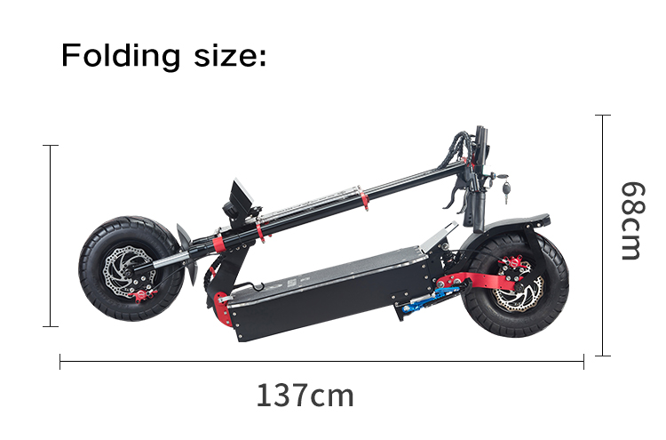 Scooters électriques adultes 48V 2400W Double moteur trottinettes électriques pliant 11 pouces hors pneu de route