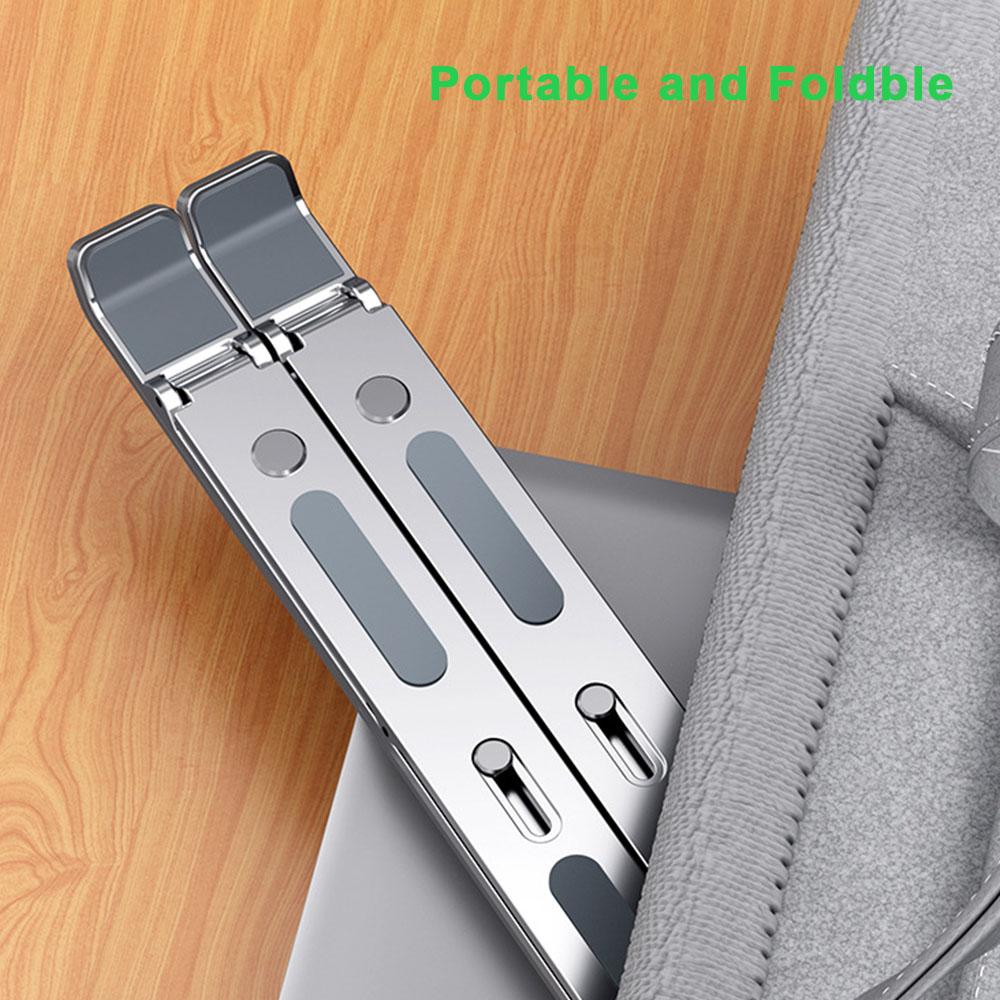 Stand Portable Laptop Stand 11 to 17.3 inch Notebook Silver Aluminum Alloy Holder Height Adjustable Riser Office Computer Cooler