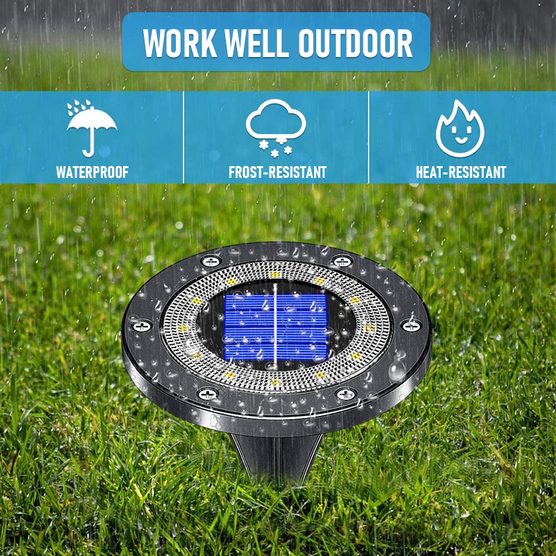 Verbesserte 8/16 LED-Solar-Rasenleuchten für den Boden, im Freien, wasserdicht, Solar-Gartendekoration, Lampen, Disk, Weg, Hof, Landschaftsbeleuchtung, 2 Teile/los D2,5