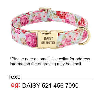 Personalized Floral Dog Collar and Leash Set Custom Small Medium Large Dog Pet ID Collar Lead Flower Print Dog Engraved Collars L230620