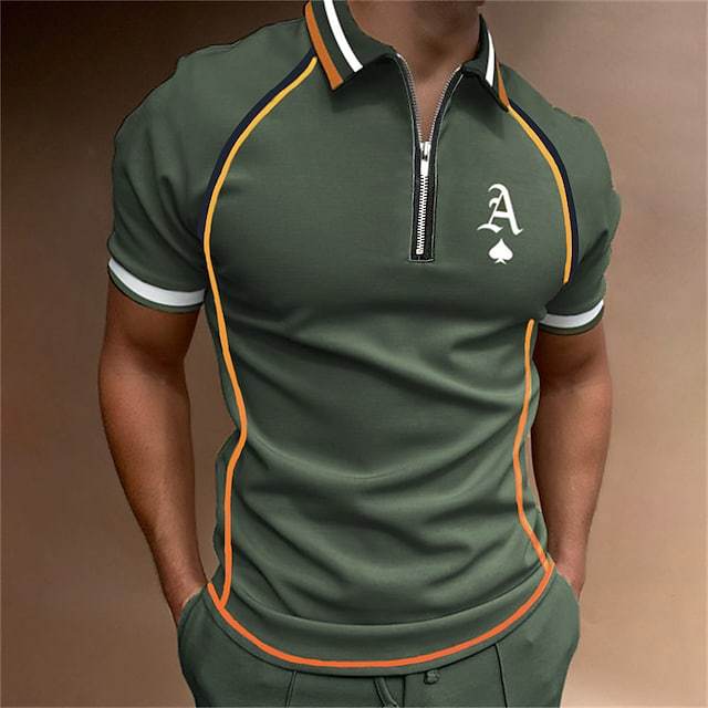 مصمم Polos Polos Polos T Shirt الشهير نمط أعمال مخطط بولو وأكمام مخططة الأكمام قصيرة الأكمام الرياضية الصيفية غير رسمية التنفس