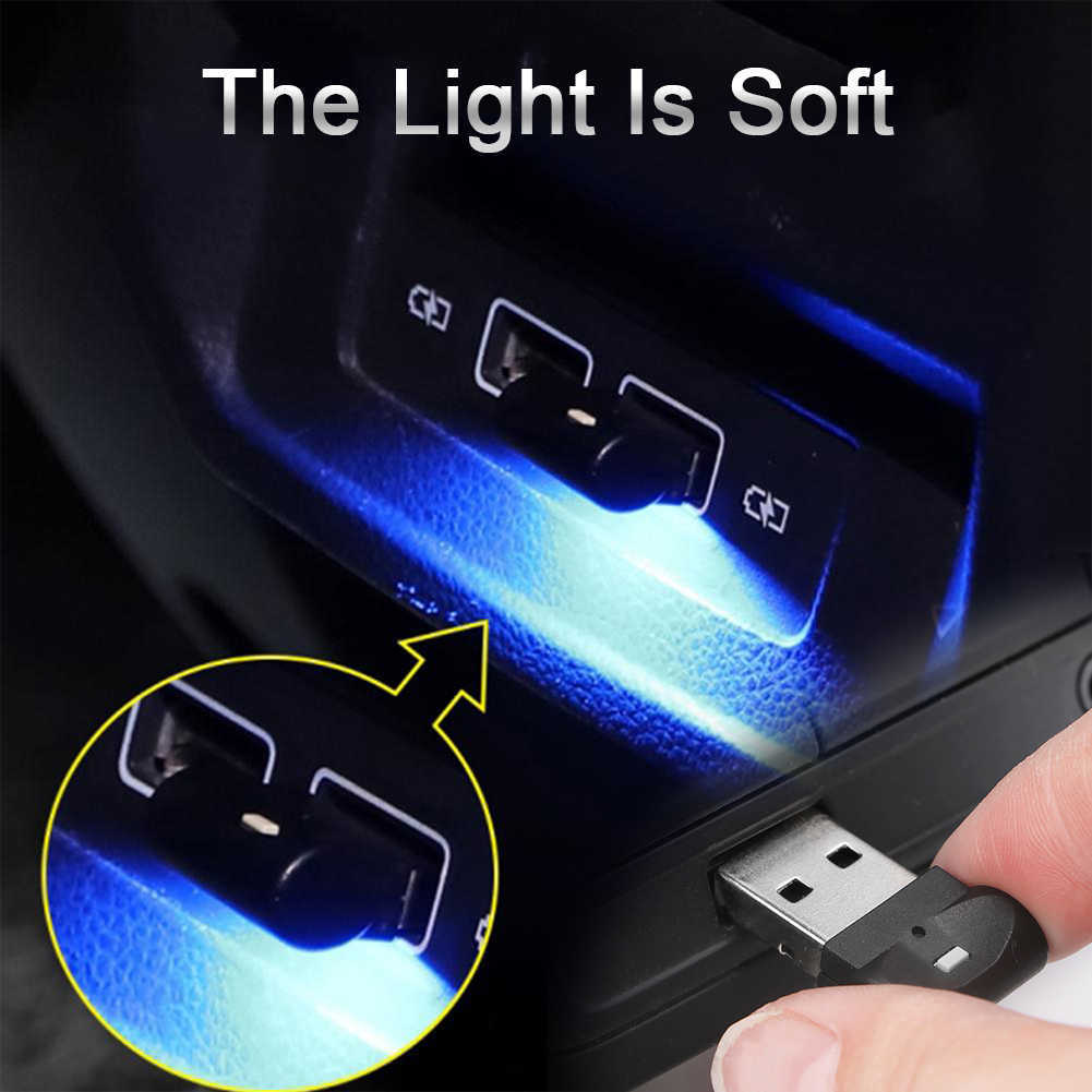 Nya 7 färger Ändra Mini USB -bil Ljus Knapp Kontroll LED Modellering Lätt bil Ambient Light Interior Light Car Interiör USB -gränssnitt