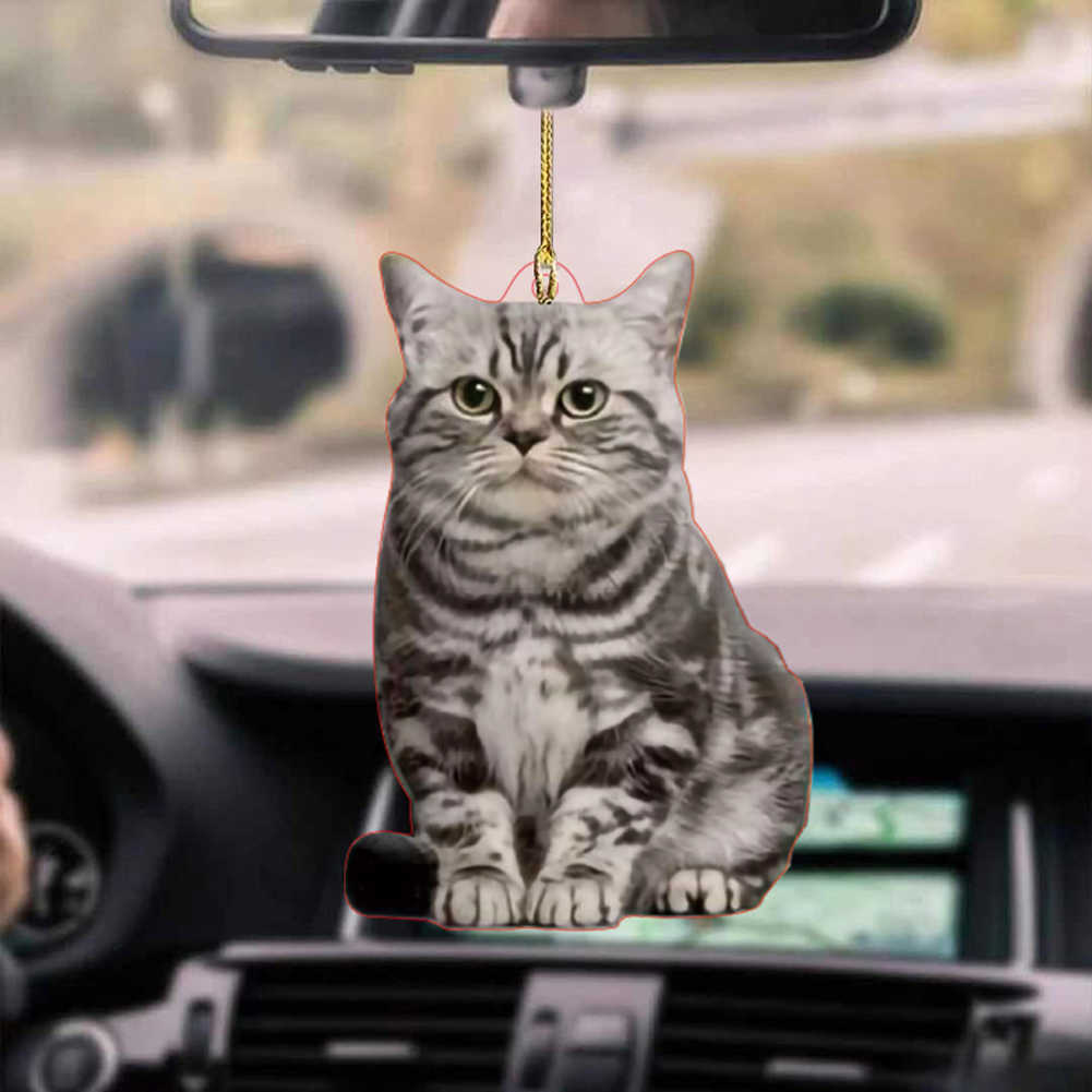 New 2D Cute Cat Puppy Car Hanging Cament Kitten Dog Simulation Model Creative Car Interior Decor Animal Acrylic Pendant Kid Toy Gift