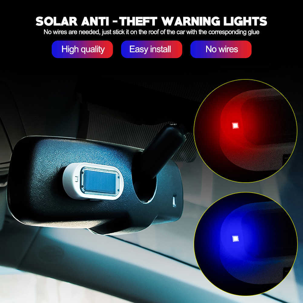 New Strobe Signal Security System Universal Flash Warning LED Light Alarm Lamp Car Solar Power Simulation Fake Anti-theft Caution