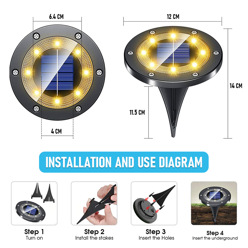 Upgraded 8/16 LED Solar lawn Lights Ground Outdoor Waterproof Solar Garden Decoration Lamps Disk Pathway Yard Landscape Lighting D2.5