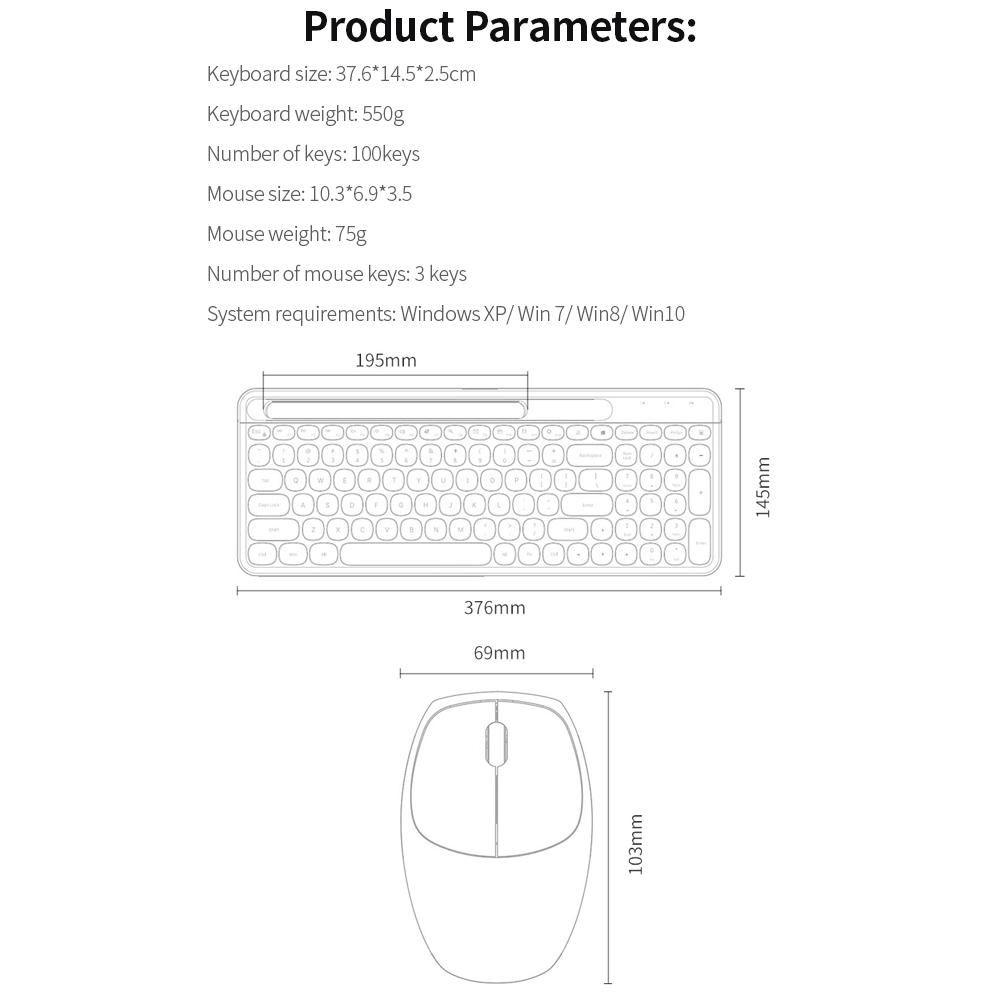 Combos Mofii 2.4G clavier sans fil souris Combo clavier et souris partageant un récepteur Interface USB 110 fentes pour touches Design violet