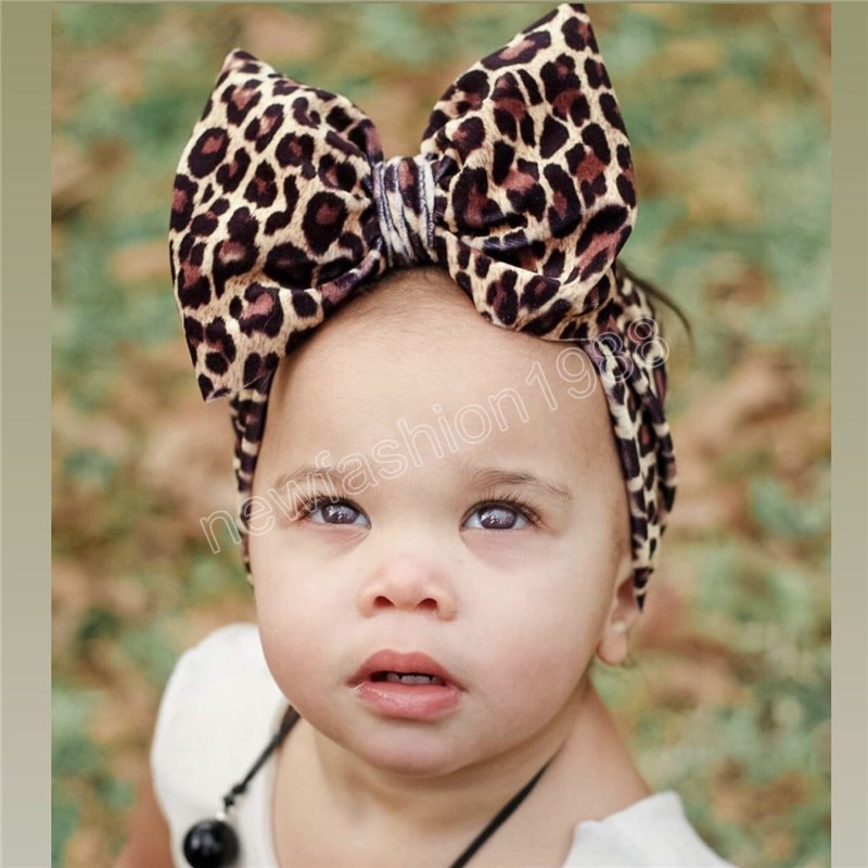Leopardenmuster Kinder Stirnband Neugeborenen Kleinkind Bögen Headwraps Baby Mädchen Kopfbedeckung Haarschmuck Foto Requisiten
