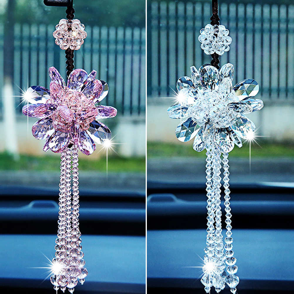 New Car Hanging Ornaments Auto Beautiful Crystal Hanging Pendant Rear View Mirror Car Decoration Car Styling Accessories