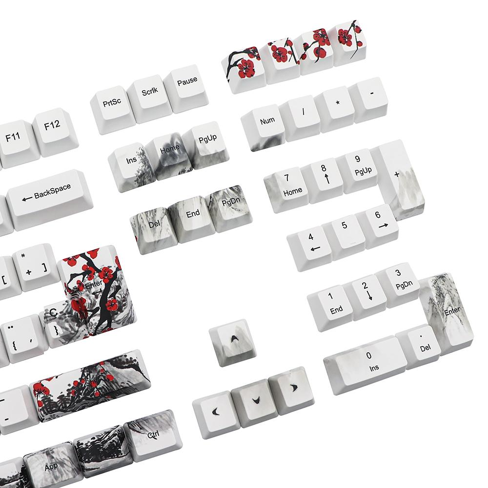 Аксессуары GMKKEY DYESUB Plum Blossom Keycaps OEM Profile Испания Keycap для механической игровой клавиатуры ES FR FI DE ISO Key cap