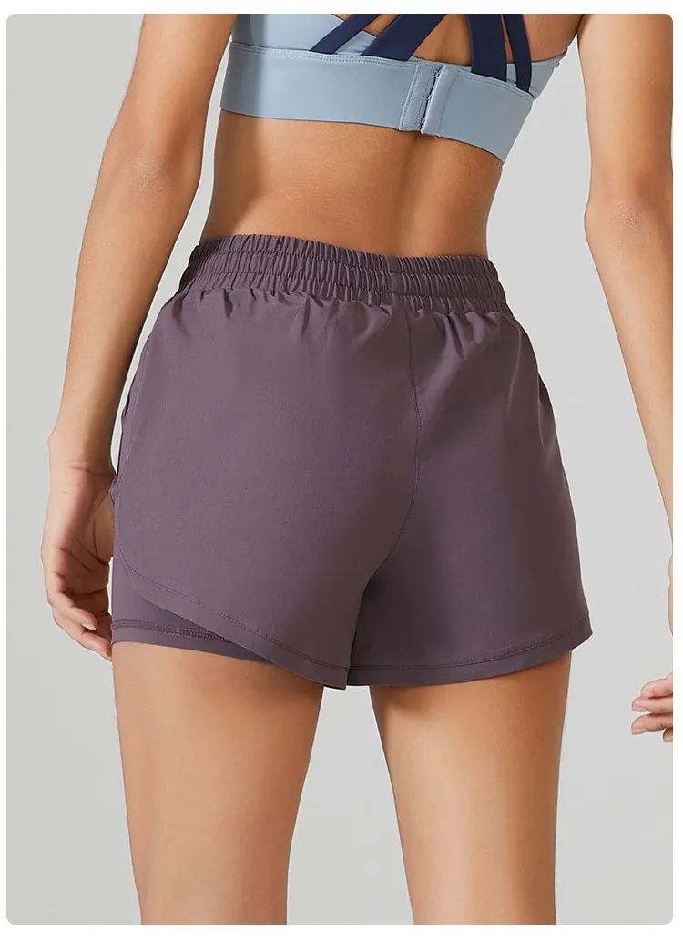 Pantalones cortos de Yoga para mujer LL, pantalones cortos de ejercicio, ropa de Fitness de doble capa, pantalones elásticos para correr para niñas, ropa deportiva para mujer 183