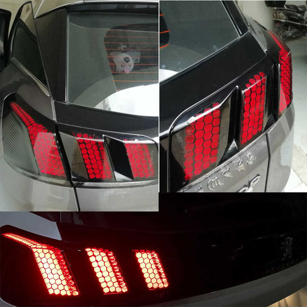 New Rear Tail Light Cover Honeycomb Stickers Light Assembly Protector Tail Lamp Decal for Peugeot 3008 3008GT 2017 2018 2019