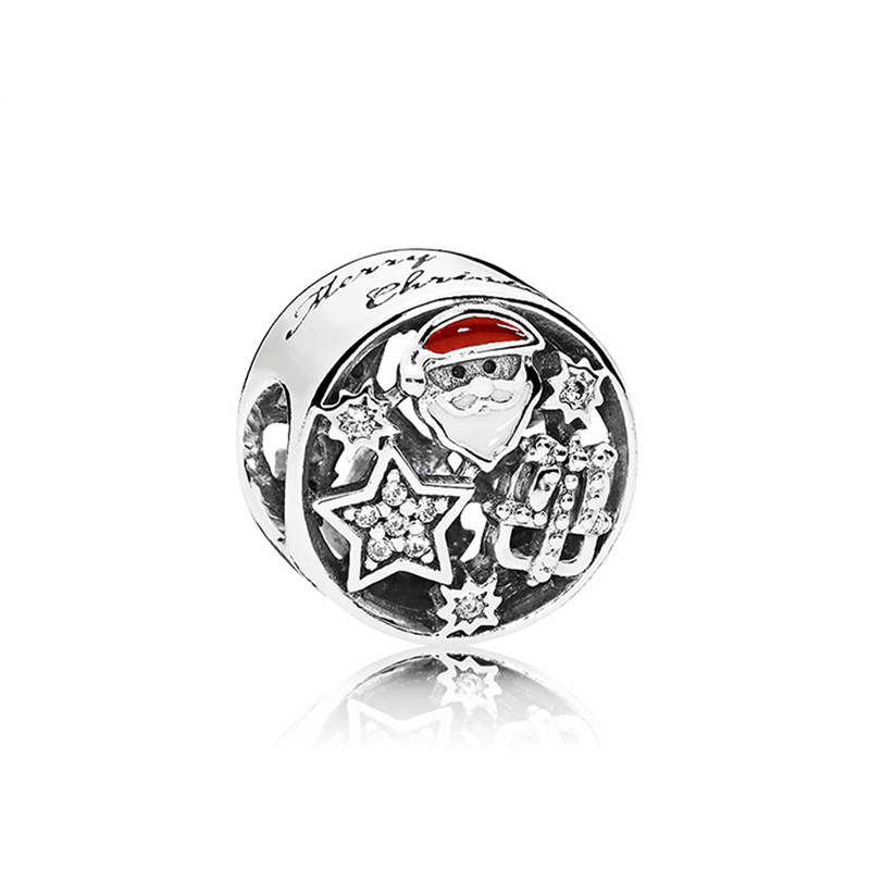 925 Pfund Silber New Fashion Charm Original runde Perlen, vierblättriges Kleeblatt, Lippenstiftbaum, hohle Liebesschnur zum Aufhängen, kompatibles Pandora-Armband, Perlen