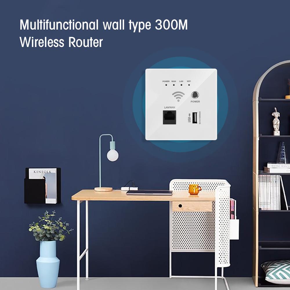 Plugs kebidumei 300Mbps 220V power AP Relay Smart Wireless WIFI repeater extender Wall Embedded 2.4Ghz Router Panel usb socket rj45