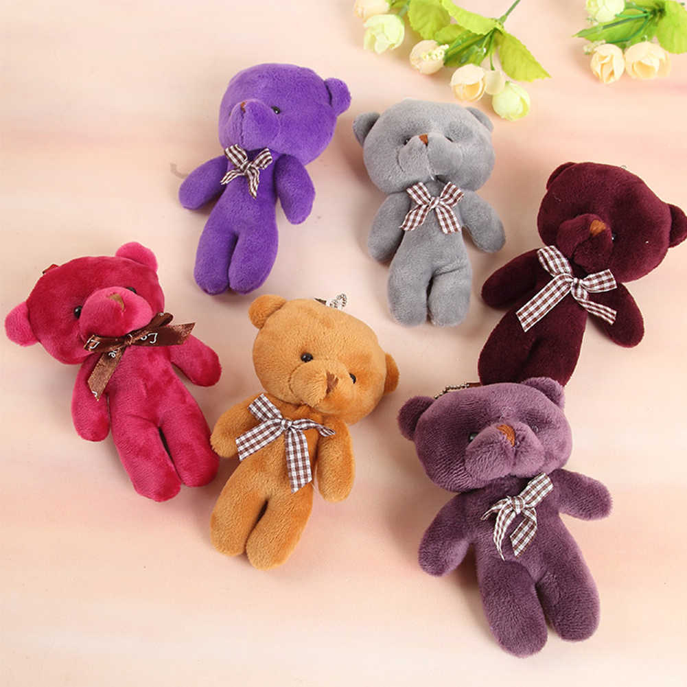 Nouveau mignon décor de voiture Mini peluche ours jouet 12 cm joint ours pendentif PP coton doux poupée jouets Anime voiture accessoires intérieur pour les filles