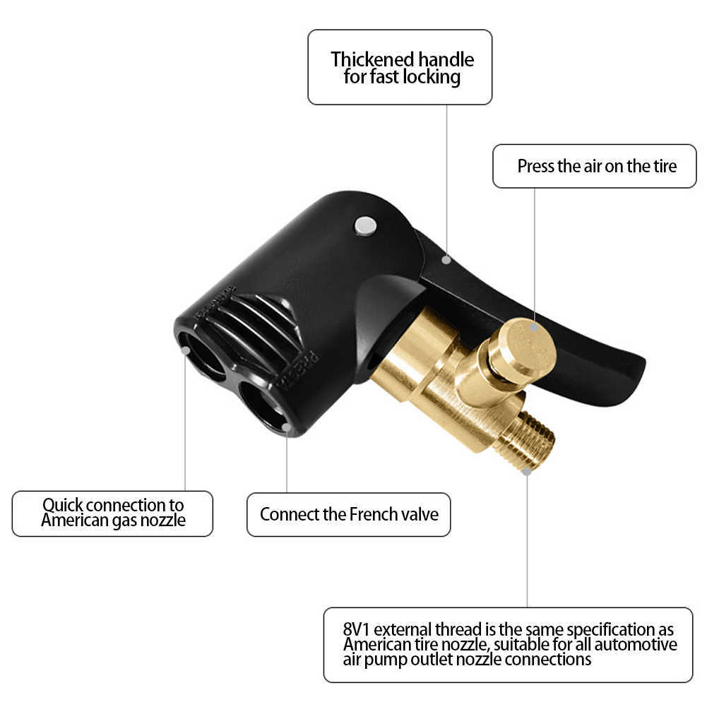 Nuova pompa gonfiabile portatile in ottone pneumatici auto Air Chuck Gonfiatore Connettore valvole Adattatore a clip Valvola pneumatici auto