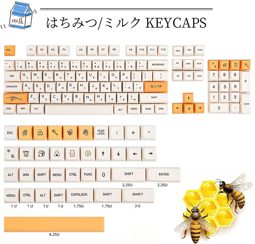 Combos 140 touches anglais japonais miel PBT Keycaps XDA profil DYESUB Sublimation Keycaps pour clavier mécanique 60 80 pour cent