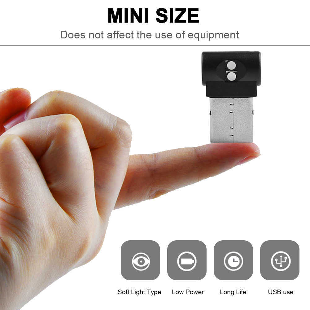 Yeni 7 Renk Mini USB Araba Işık Düğmesi Kontrolü LED Modelleme Işık Araç Ortam Işık İç Işık Araç İç USB Arayüz