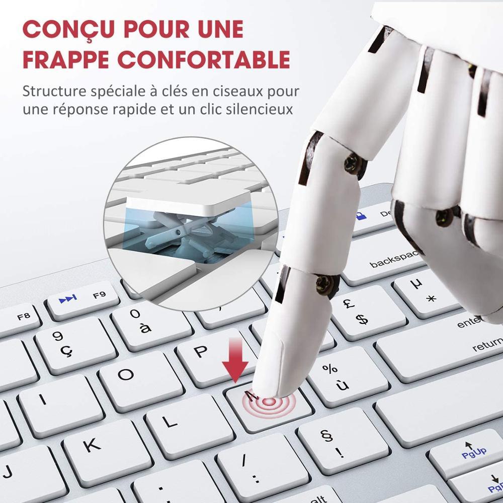 Combos French Azery Bluetooth Tangentboard Mouse Combo Wireless Bluetooth Möss Ultra Slim Mute for Mac iPad iPhone iOS Android Windows