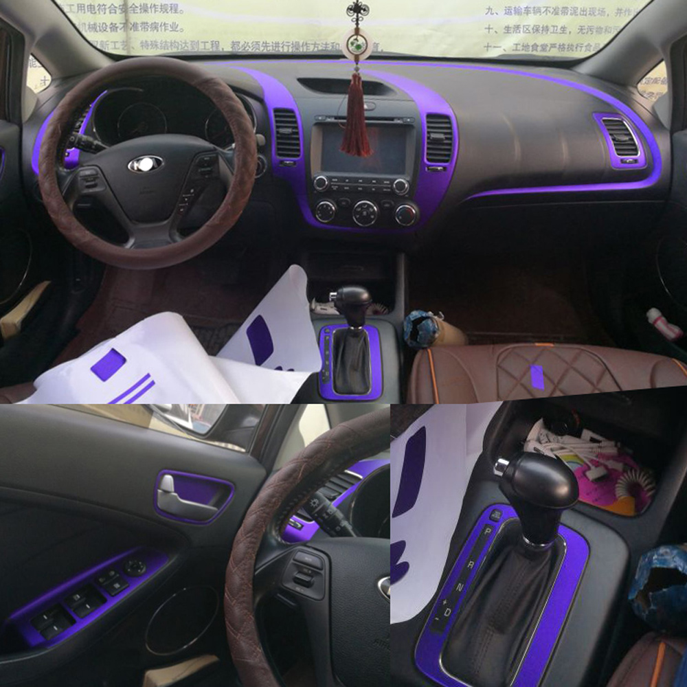 Bilstyling 3D/5D Carbon Fiber Car Interior Center Console Color Change Molding Sticker Decals för KIA K3 20113-2018