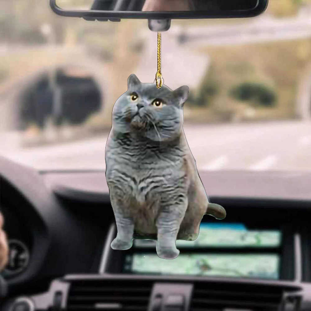 Yeni 2d sevimli kedi köpek yavrusu araba asma kament yavru kedi köpek simülasyon modeli yaratıcı araba iç dekor hayvan akrilik kolye çocuk oyuncak hediye